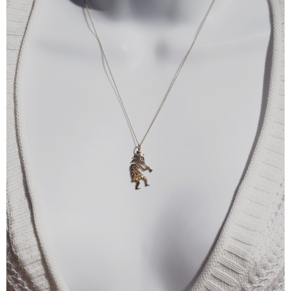 Lee Epperson LEE Cherokee 14k Solid Yellow Gold Nugget Accents Kokopelli Pendant - Picture 9 of 9